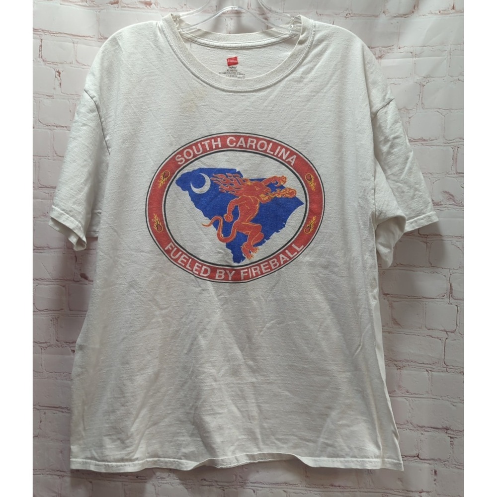 South Carolina Fueled by Fireball vintage Men's Large t-shirt FLAWED SPOTS